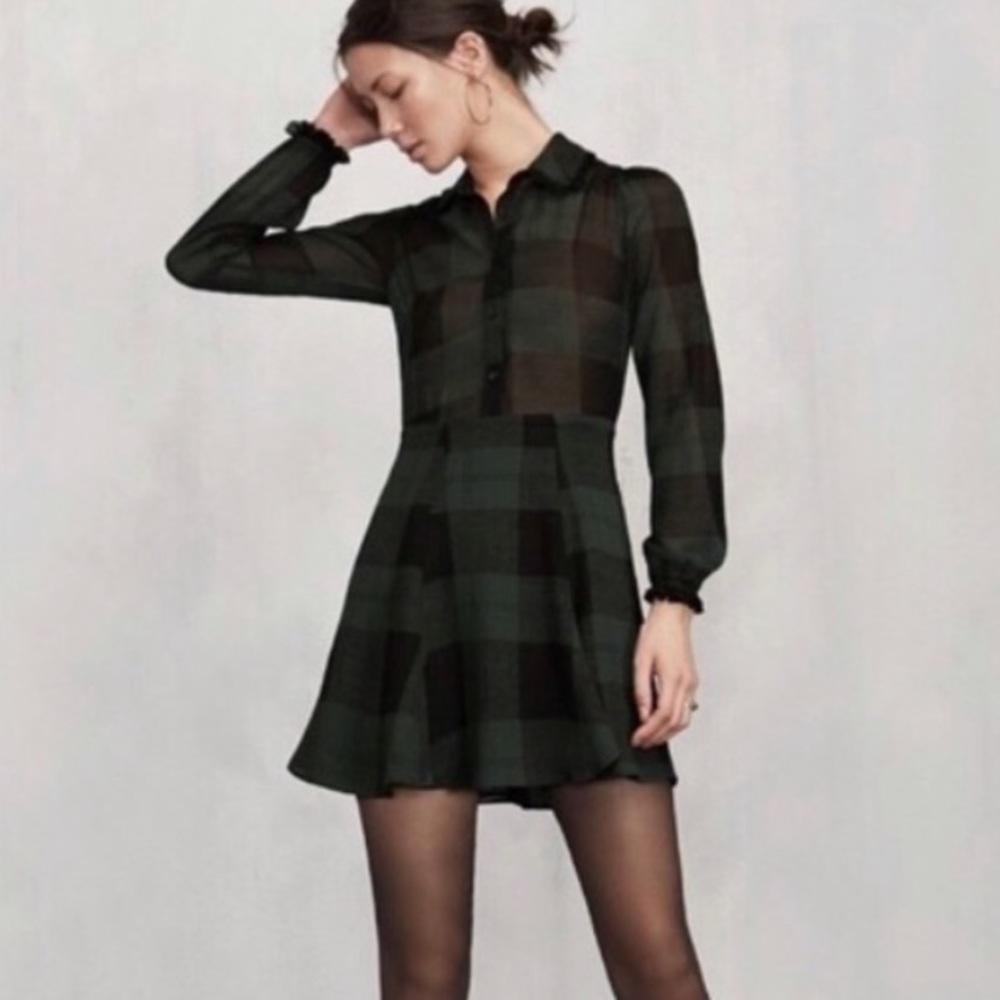 Reformation green plaid Amberle dress